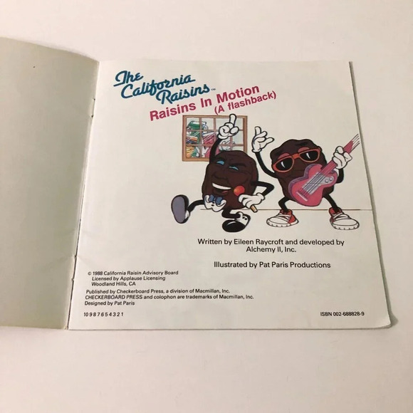 Vtg 1988 The California Raisins Raisins  In Motion A Flashback Book Paperback - Picture 6 of 16